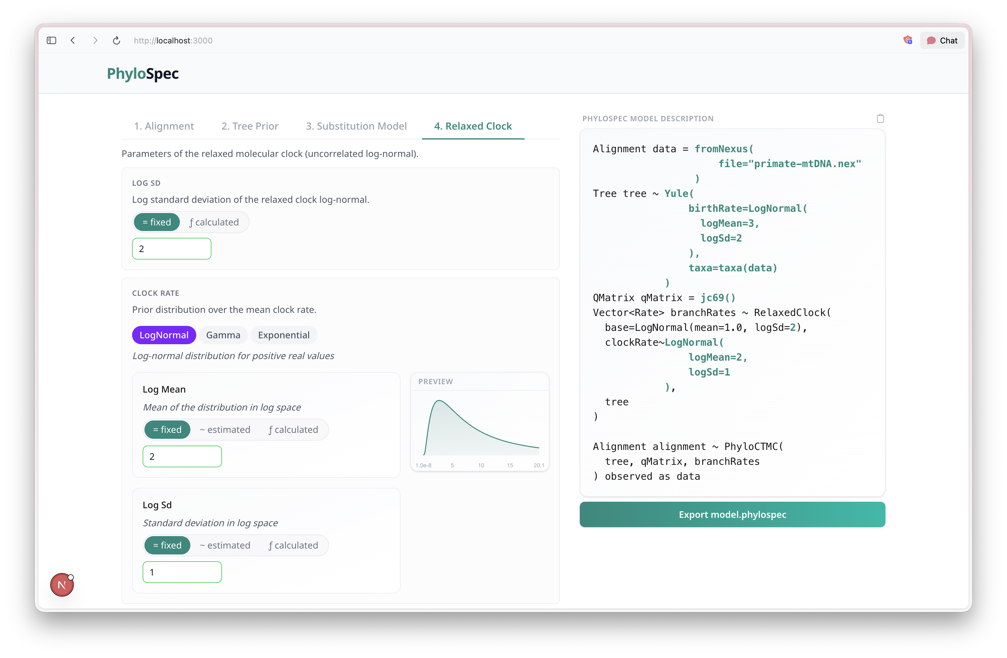 Screenshot of the template-based GUI